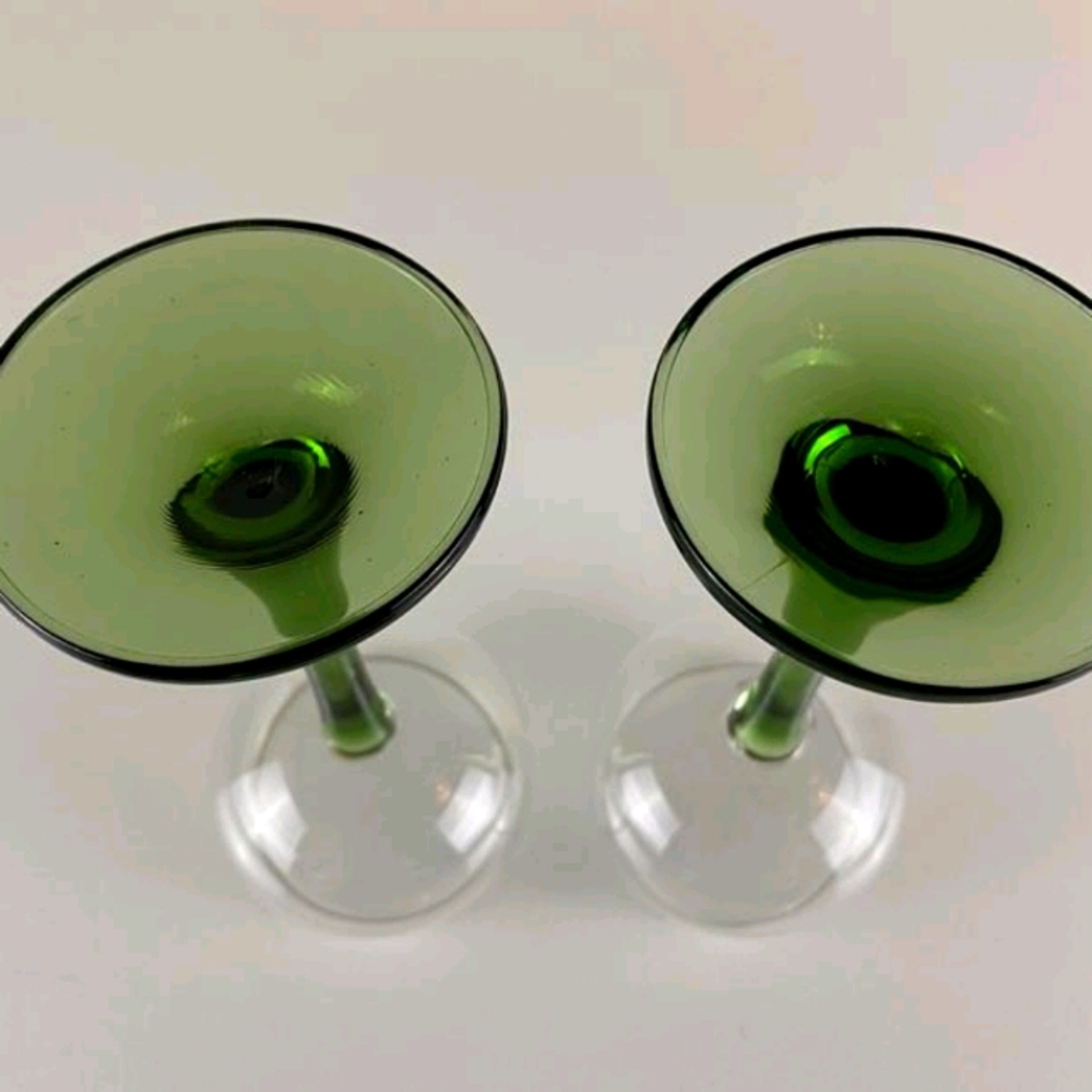 Roemer Luminarc -emerald green white wine glasses